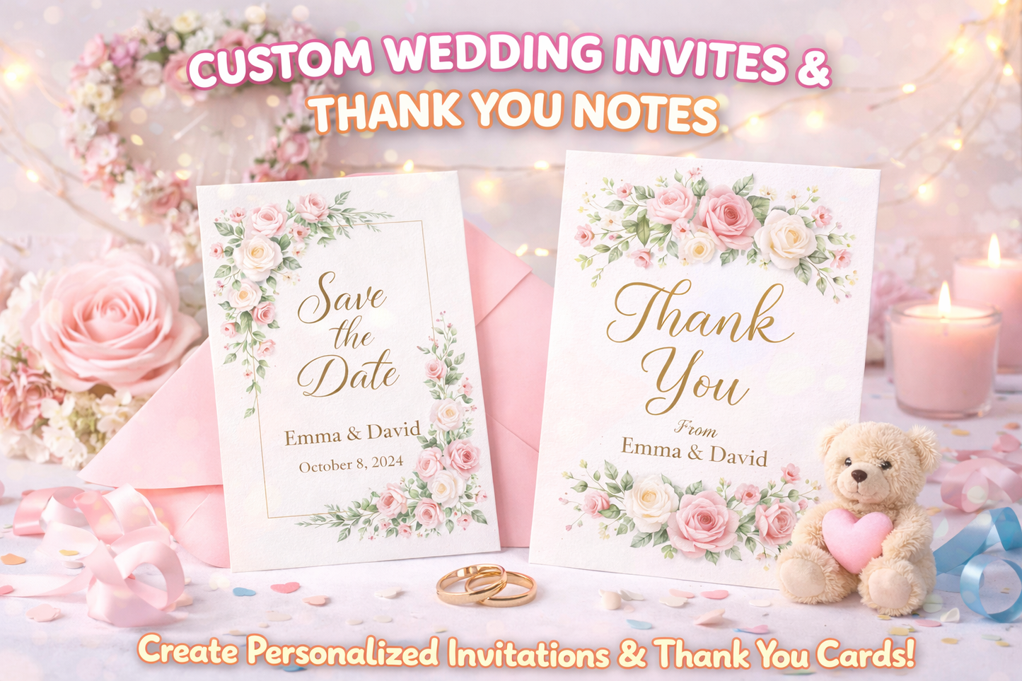custom wedding invitations and thank you notes